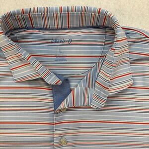 Johnnie-O Polo Mens Large RedBlueWht Stripe Short Sleeve Stretch Golf Active